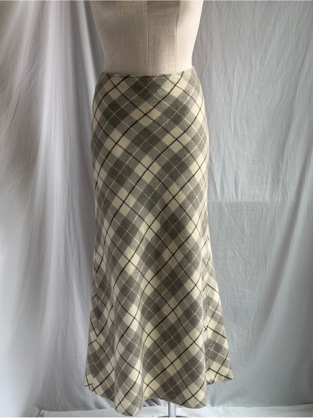 Vintage 90s RALPH Ralph Lauren Tartan Label Plaid Bias Cut A-Line Skirt | Size 8 - Picture 2 of 13
